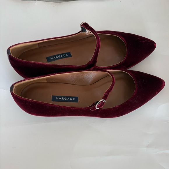 Margaux Velvet Mary Jane Flats in Deep Burgundy 9.5 - Picture 4 of 8